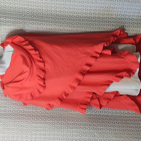 Coral Ruffled Women's Sweater - Picture 7 of 12